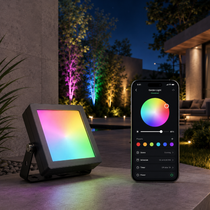 Smart RGB Outdoor Landscape Flood Light with App Control & IP66 Waterproof