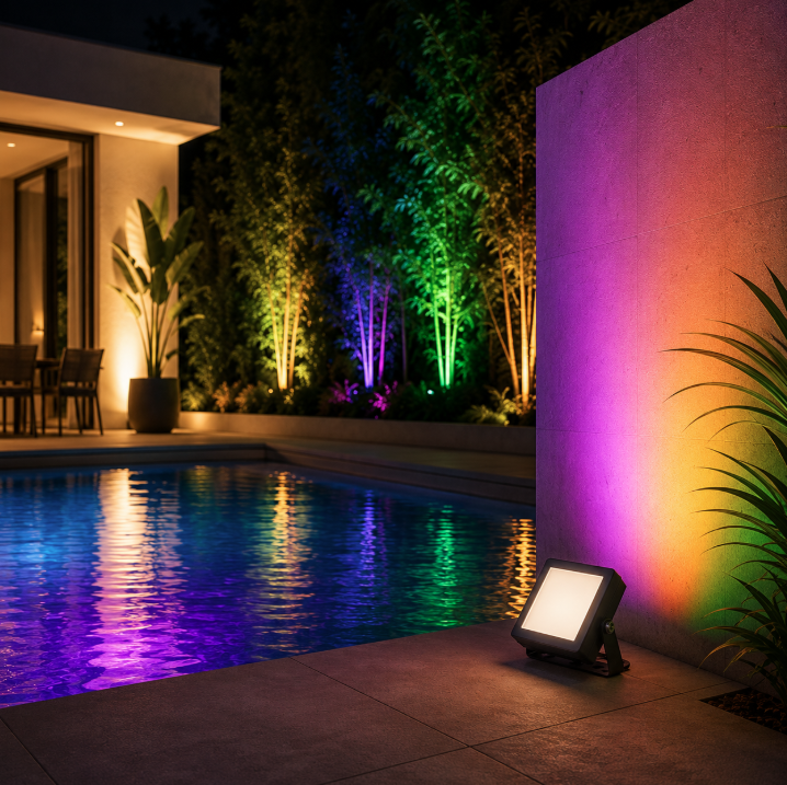 Smart RGB Outdoor Landscape Flood Light with App Control & IP66 Waterproof