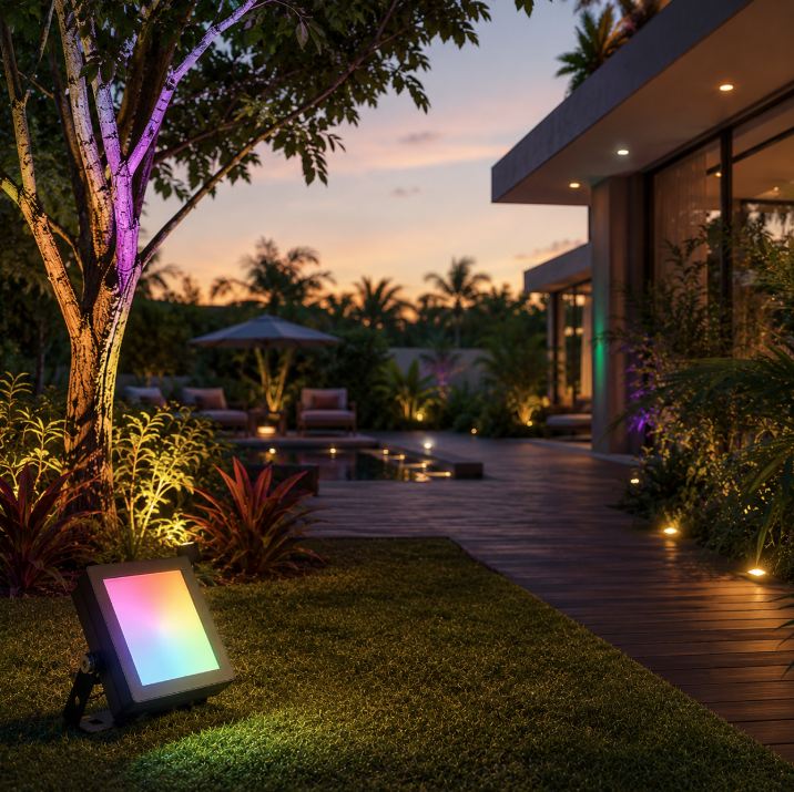 Smart RGB Outdoor Landscape Flood Light with App Control & IP66 Waterproof